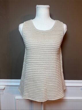 Wol Hide Alpaca Cotton Crochet Knit Tank Ivory‎ S NWT